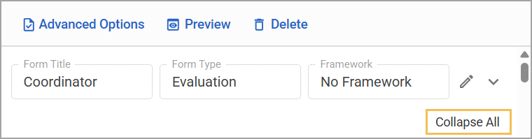 Form interface displaying the button to collapse all steps and tasks.